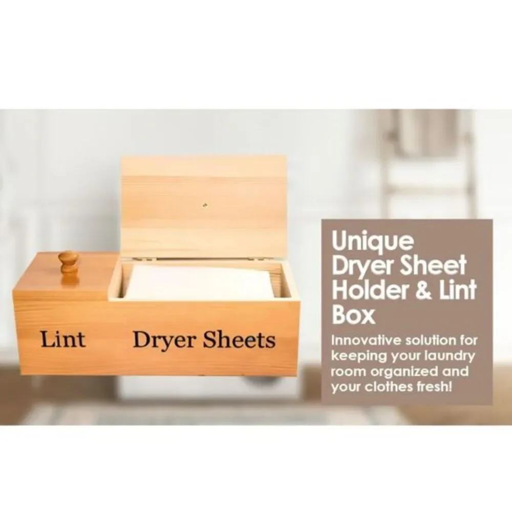 Kitchen + Kats Dryer Sheet Holder with Lid – Laundry Room Organizer‎ w/ Lint Box